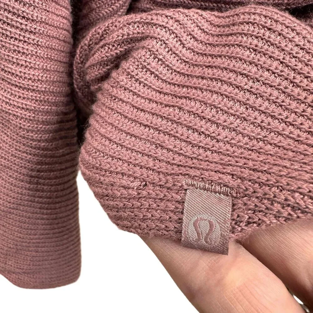 Lululemon Mauve Open Front Long Sleeves Cashlu Knit Ribbed Cardigan